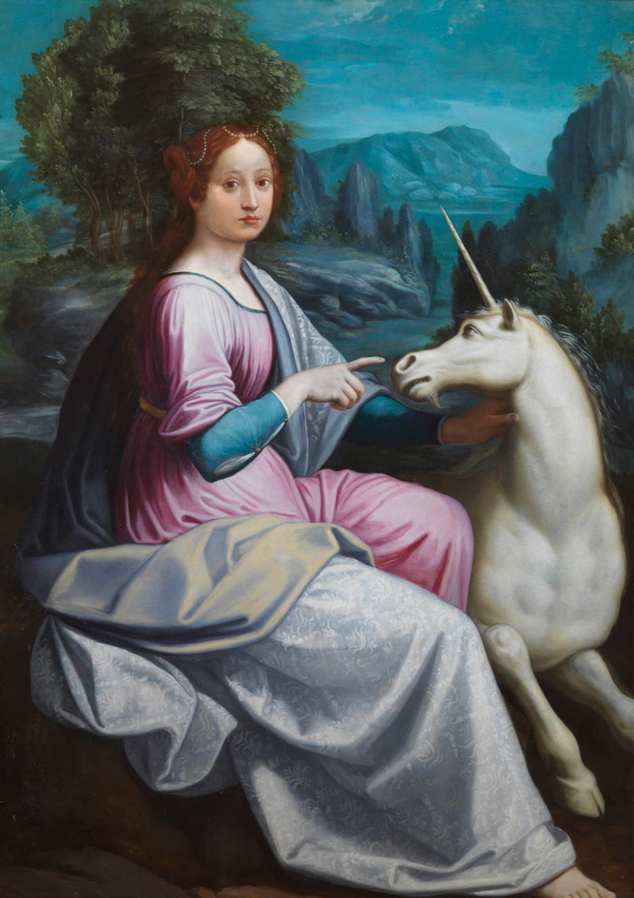 young woman on unicorn castel sant'angelo rome