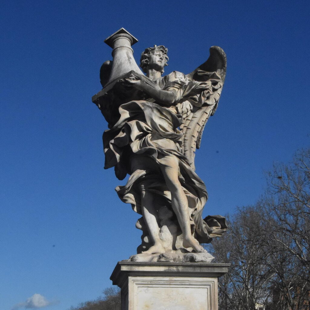 statue of the angel with column